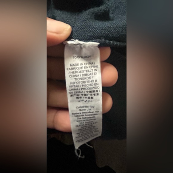 Tory Burch Performance Cashmere Ruffle Half Zip Pullover Sweater Tory Navy (XS) - Picture 8 of 8